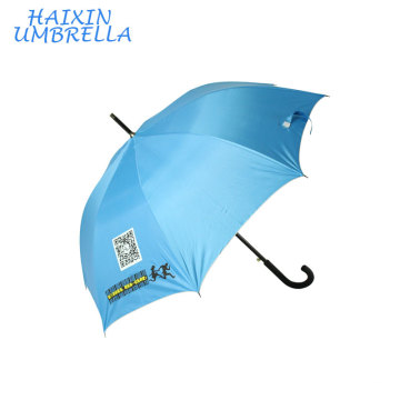 Publicité Hôtel Promotion UV Sun Custom Made Brands Bleu Couleur Stormproof Deux dimensions Bar Code imprimé Logo parapluie Golf